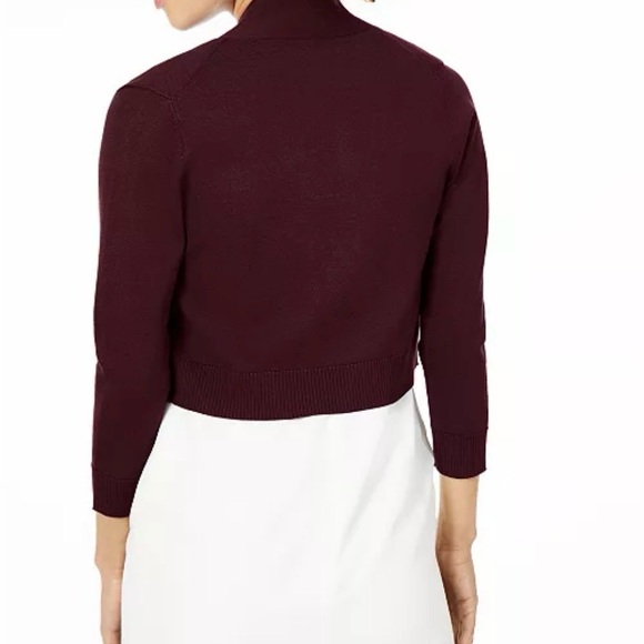 Calvin Kleon Women's Eggplant size large Open-Front Shrug Sweater - Picture 2 of 9